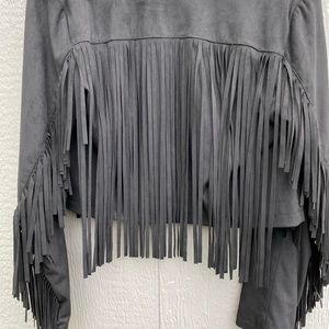 Suede Cropped Jacket with Fringe